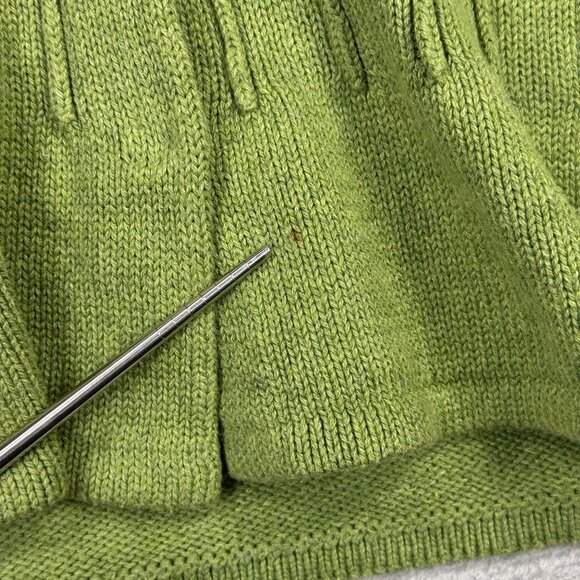 Vintage Y2K CAbi Green Knit Cardigan Cottagecore Rosette Collar Coquette Sweater - Picture 7 of 11